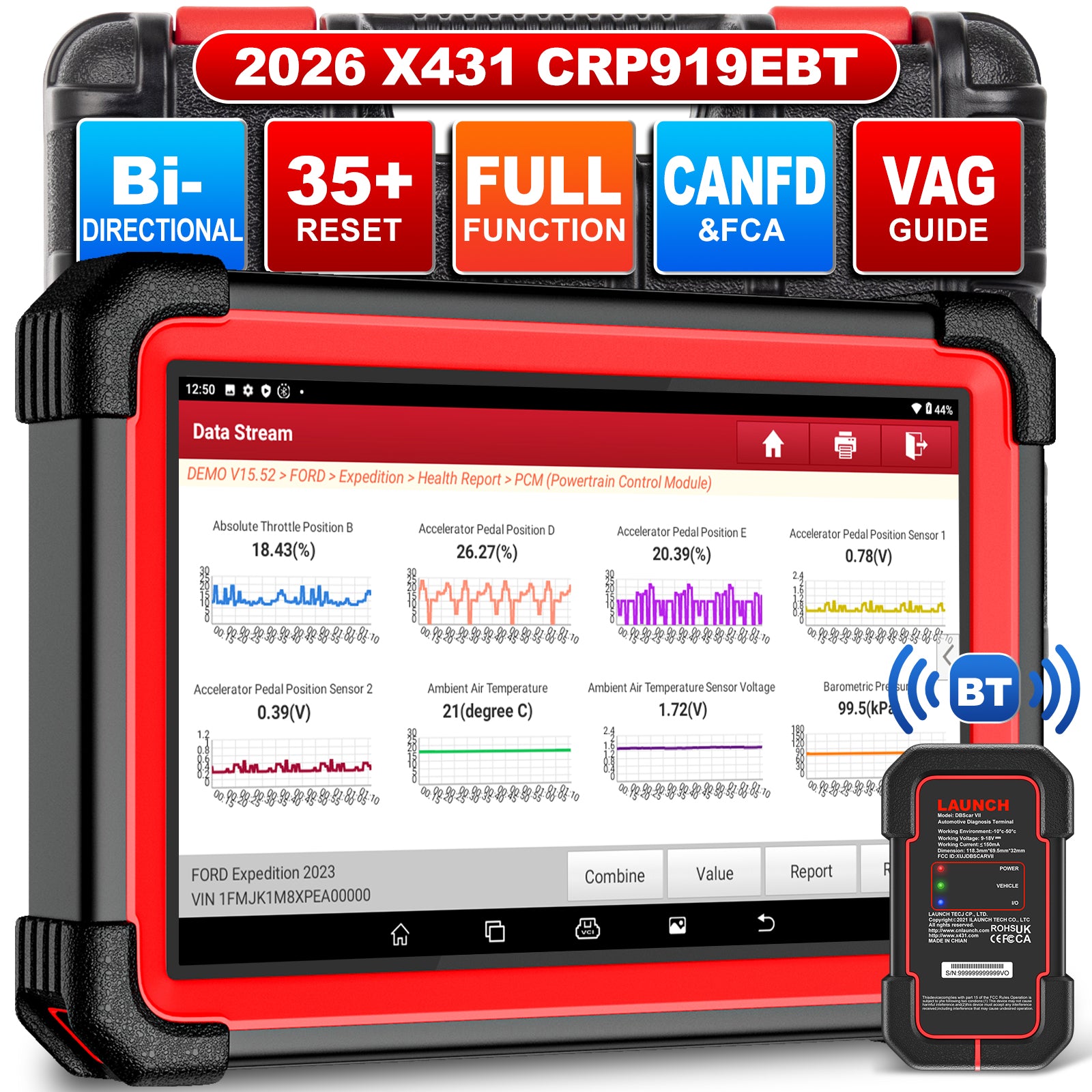 2026 LAUNCH X431 CRP919E BT OBD2 Diagnosegerät ECU Codierung Vollsystem 35+ Re