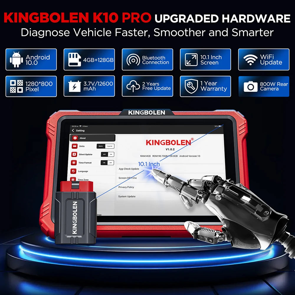 2026 KINGBOLEN K10 PRO OBD2 Diagnosegerät ECU Codierung Aktivtest 41+ Reset CANF