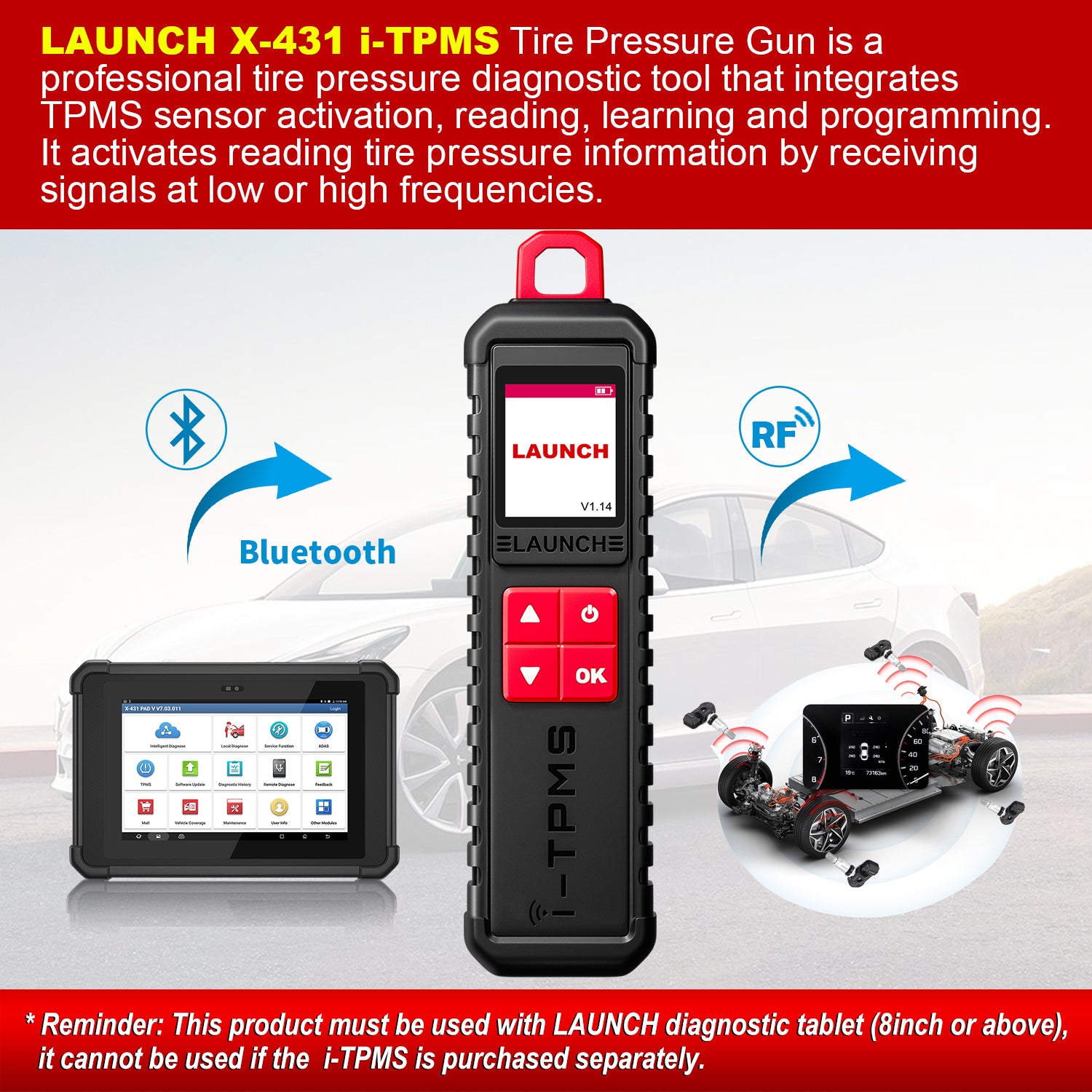 LAUNCH i-TPMS TPMS RDKS Diagnosegerät ReifendruckSensoren Aktivierung Programmierung
