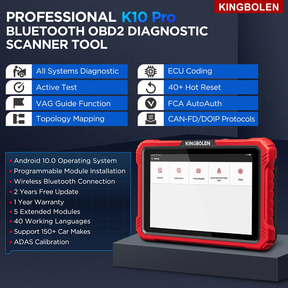 2026 KINGBOLEN K10 PRO OBD2 Diagnosegerät ECU Codierung Aktivtest 41+ Reset CANF