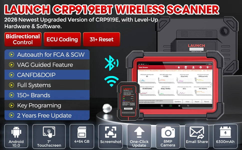 2026 LAUNCH X431 CRP919E BT OBD2 Diagnosegerät ECU Codierung Vollsystem 35+ Re
