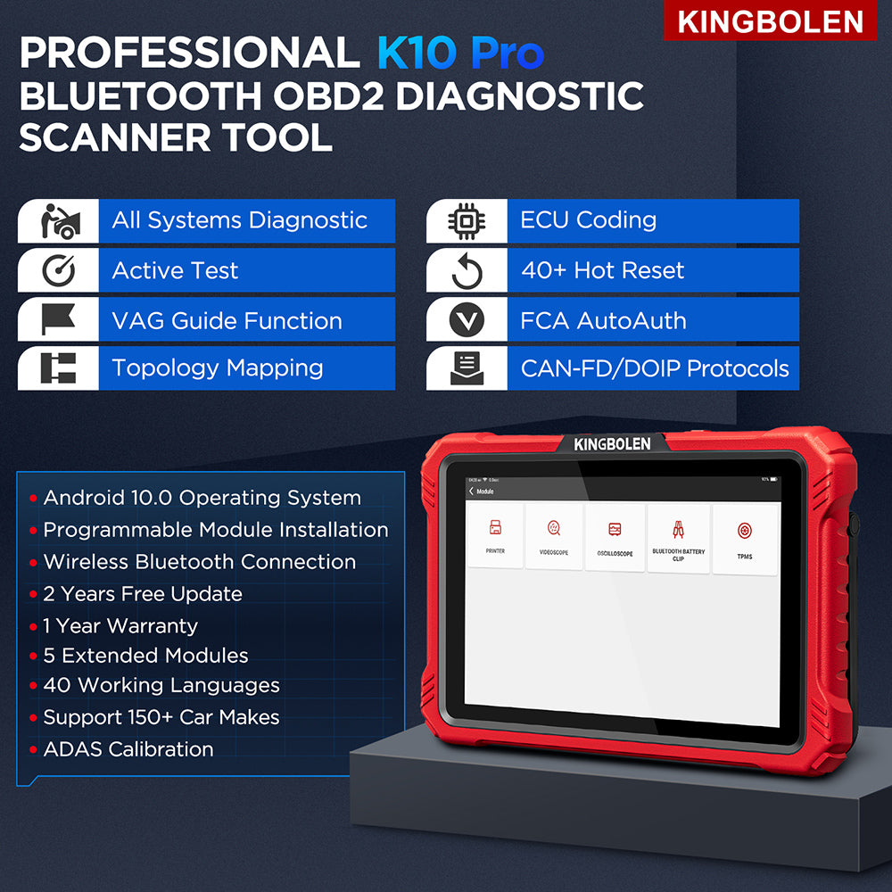 2026 KINGBOLEN K10 PRO OBD2 Diagnosegerät ECU Codierung Aktivtest 41+ Reset CANF