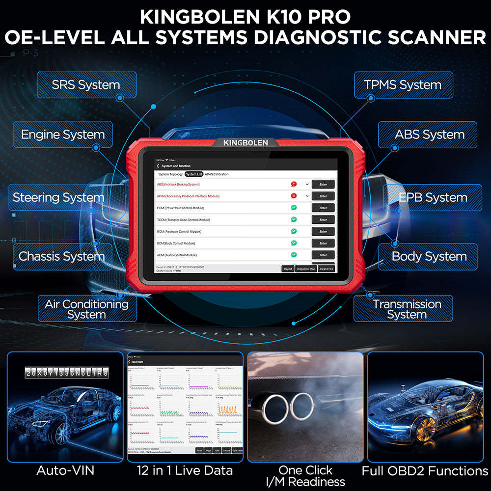 2026 KINGBOLEN K10 PRO OBD2 Diagnosegerät ECU Codierung Aktivtest 41+ Reset CANF