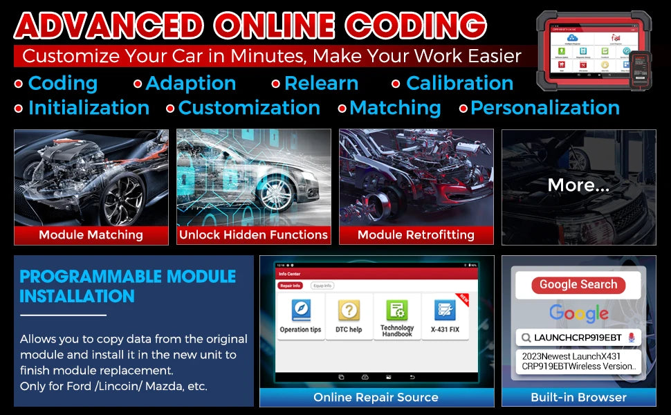 2026 LAUNCH X431 CRP919E BT OBD2 Diagnosegerät ECU Codierung Vollsystem 35+ Re