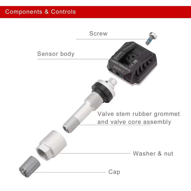 4 Stück LAUNCH TPMS Reifendrucksensor 315MHz / 433MHz Universal Metallventil RDKS