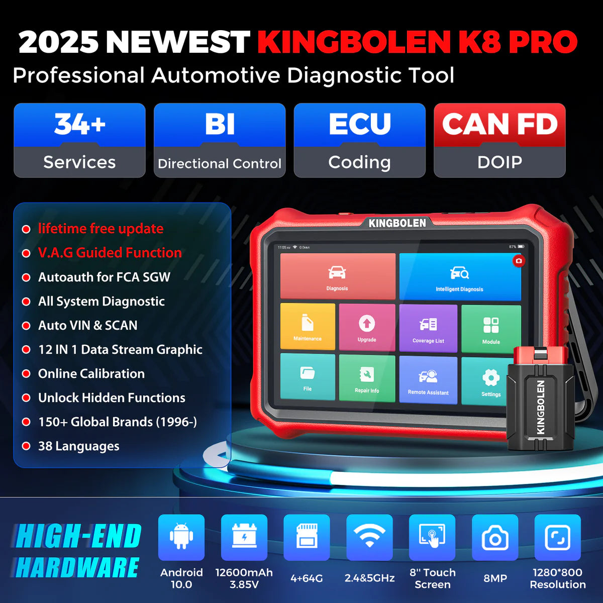 KINGBOLEN K8 Pro 8" Automotive Diagnostic